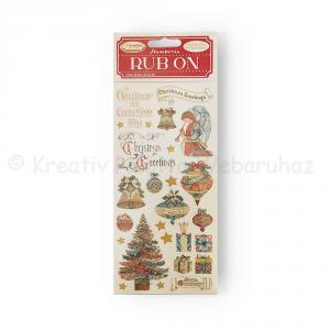 Rub-on, feldörzsölhető matrica -  Christmas Greetings - karácsonyi üdvözlet