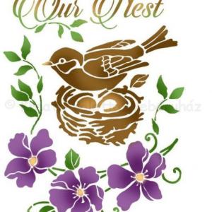 Stencil D, 20 x 15 cm - madárfészek