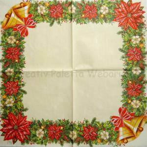 Szalvéta - girland mikulásvirággal, haranggal