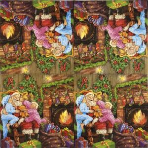 Szalvéta - Gyerekek a Mikulással - Children Kissing Santa Claus