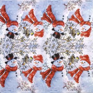 Szalvéta - Hóemberek és madarak - Snowmen And Birds