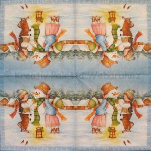 Szalvéta - hóembert építő gyerekek