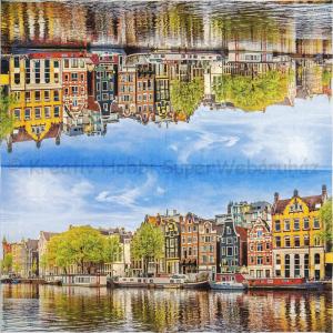 Szalvéta - Hollandia, Amszterdam, házak a csatornánál - Canal Houses