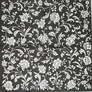 Szalvéta - indás-virágos fekete-fehér