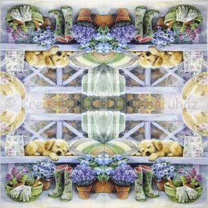 Szalvéta - kutya a kertben