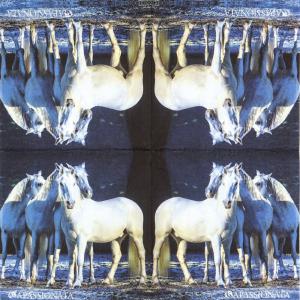Szalvéta - lovak, fehér - white horses