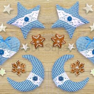 Szalvéta - pepita karácsonyi díszek, kék