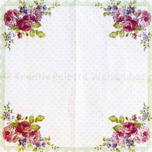 Szalvéta - rózsa csipke bordűrrel