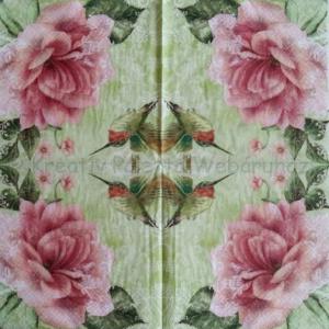 Szalvéta - rózsa és kolibri