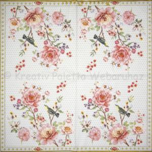 Szalvéta - rózsák madárkával