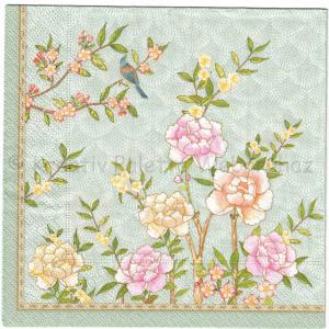 Szalvéta - virágok és madarak