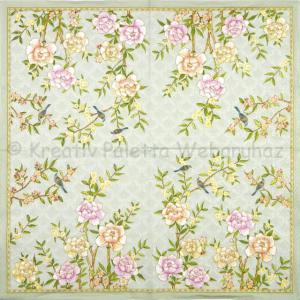 Szalvéta - virágok és madarak