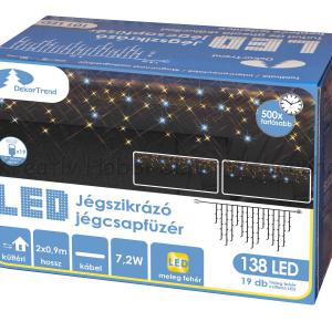 Szikrázó jégcsapfüzér 138 LED, 2 m x 0,9 m - toldható