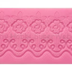 Szilikon öntőforma - sorminta, rózsa és csipke