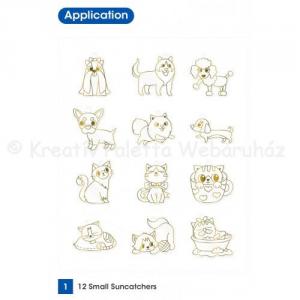 Üvegmatrica festék szett 10 x 10,5 ml + 12 db fényvarázs - állatos