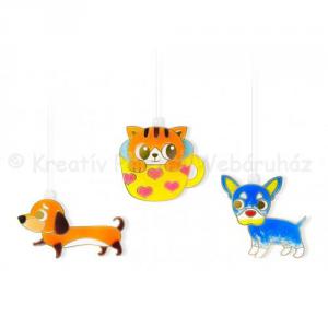 Üvegmatrica festék szett 10 x 10,5 ml + 12 db fényvarázs - állatos