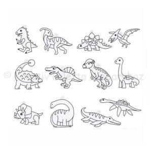 Üvegmatrica festék szett 10 x 10,5 ml + 12 db fényvarázs - dínók