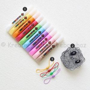 Üvegmatrica festék szett 10 x 10,5 ml + 8 db fényvarázs -  Hueri és baráta