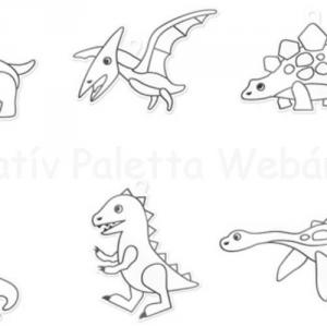 Üvegmatrica festék szett 6 x 10,5 ml + 6 db fényvarázs - dínók