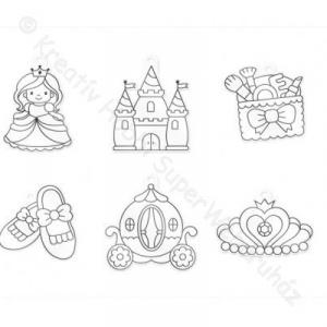 Üvegmatrica festék szett 6 x 10,5 ml + 6 db fényvarázs - hercegnős