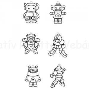 Üvegmatrica festék szett 6 x 10,5 ml + 6 db fényvarázs - robotok