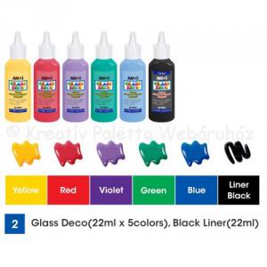 Üvegmatrica- fóliafesték szett 5 x 22 ml + 22 ml kontúr