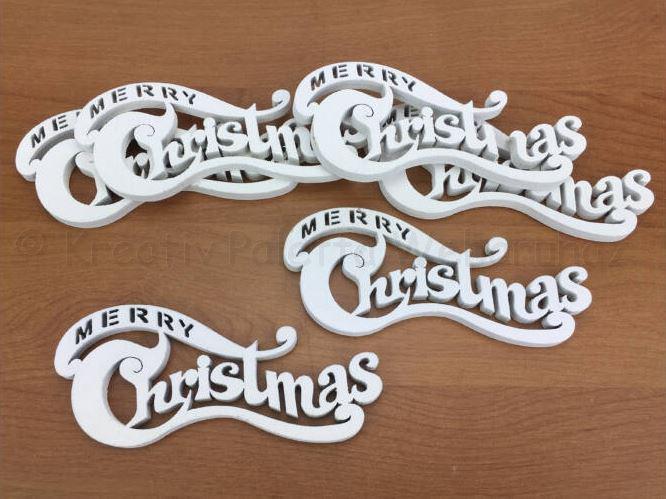 Fa felirat - Merry Christmas 10 cm  fehér