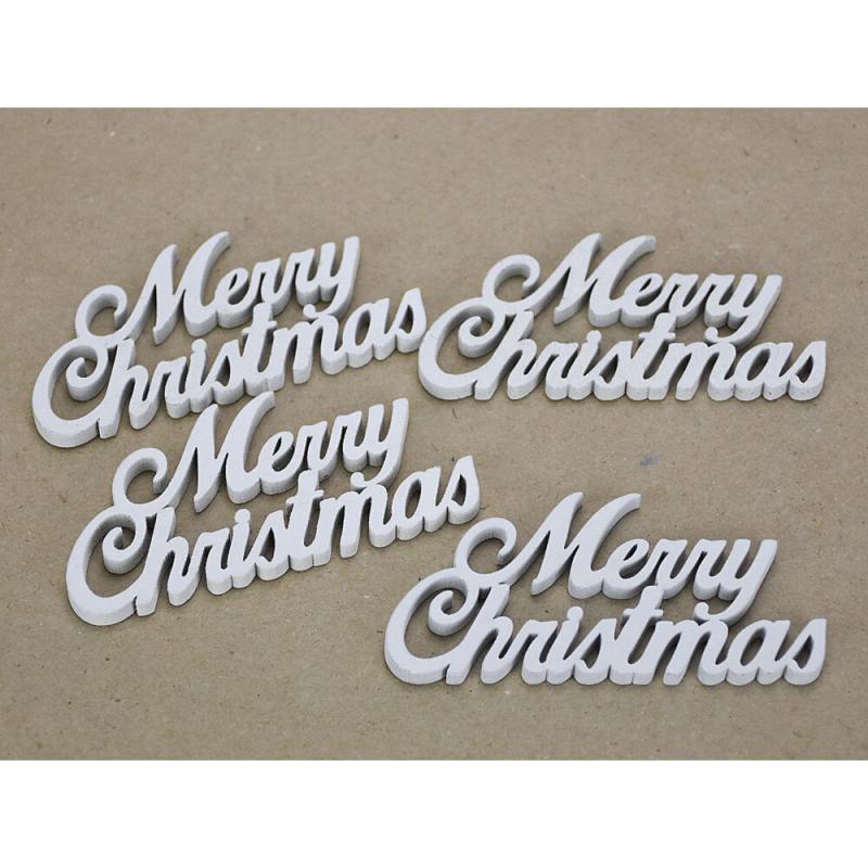 Fa felirat - Merry Christmas 10 cm fehér