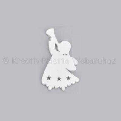 Fafigura - Angyalka harsonával 7,5 cm - fehér