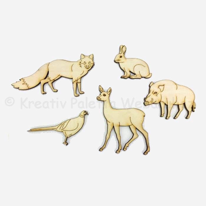 Fafigura - erdei állatok 5 db