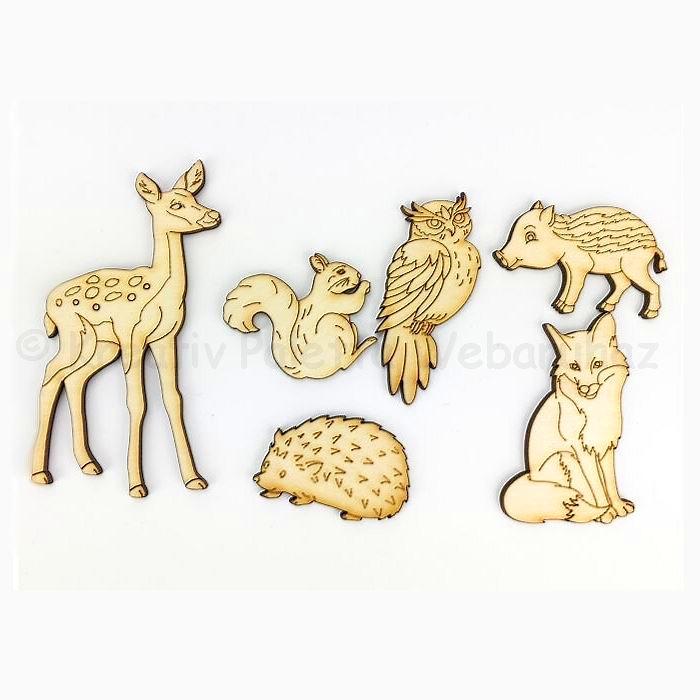 Fafigura - erdei állatok 6 db