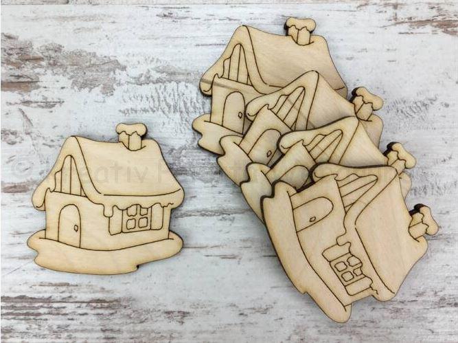 Fafigura - havas házikó 5 cm