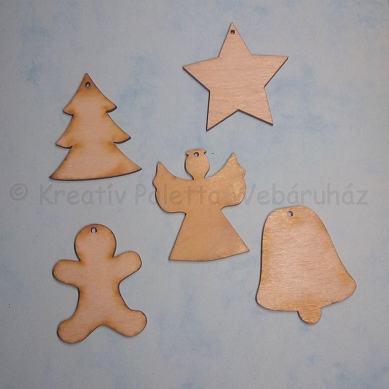 Fafigura - karácsonyfa díszek 5 cm, 5 db