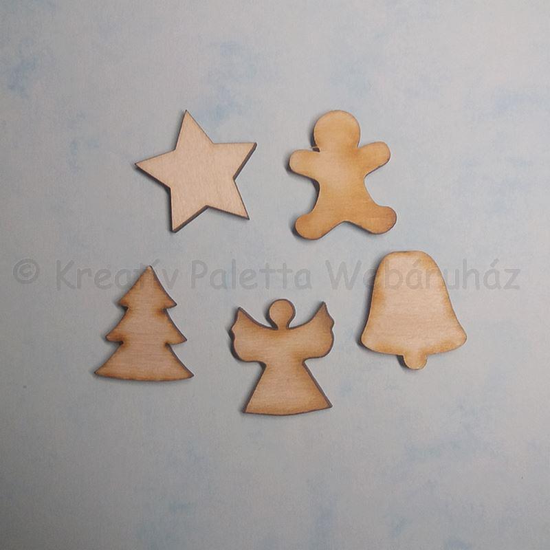 Fafigura - karácsonyi díszek 3 cm, 5 db