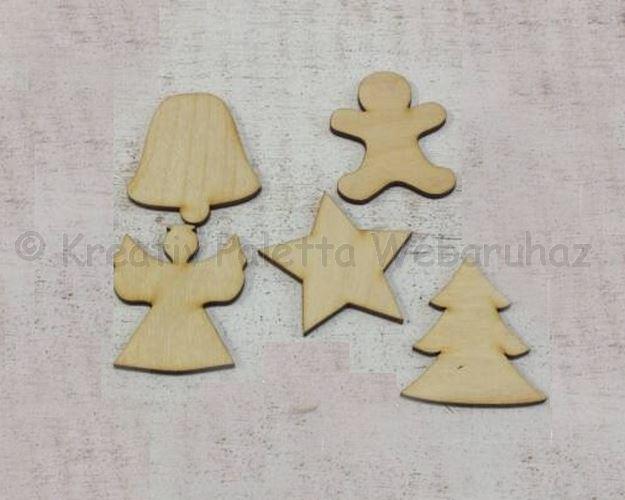 Fafigura - karácsonyi díszek 5 cm, 5 db