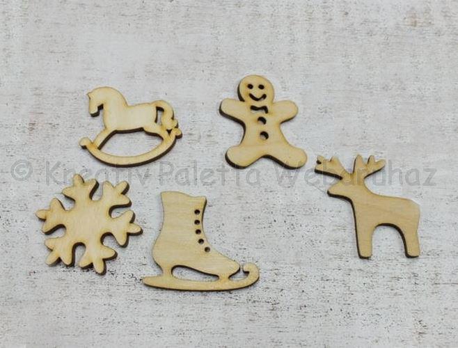 Fafigura - karácsonyi díszek 5 cm, 5 db