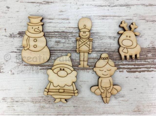 Fafigura - karácsonyi figurák 5 cm 5 db