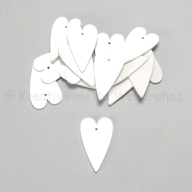 Fafigura - szív 3,5 x 6 cm - fehér
