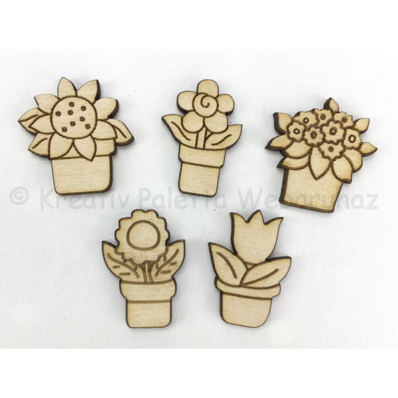 Fafigura - virágok 3 cm, 5 db