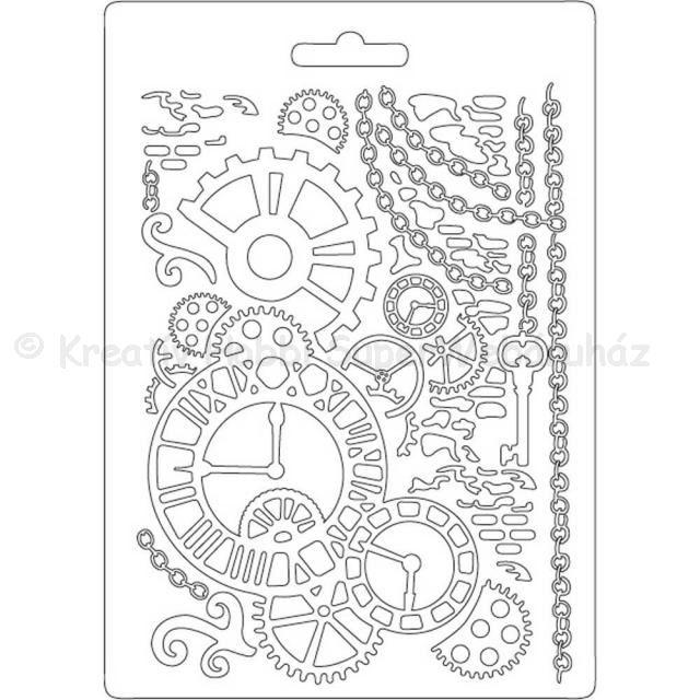 Felületmintázó- textúra lap, A5 - óra és fogaskerekek