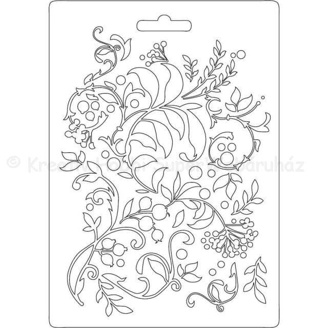 Felületmintázó- textúra lap, A5 - virág indákon