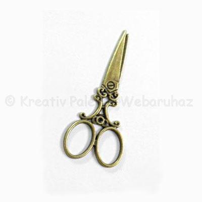 Fém díszítőelem - antik olló 6 cm