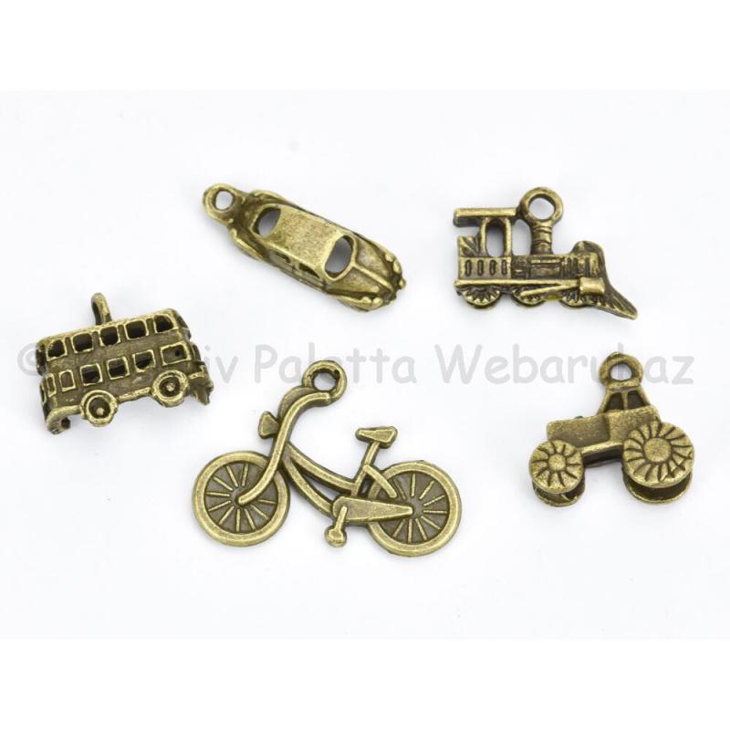 Fém díszítőelem - járművek 5 db-os készlet