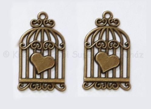 Fém díszítőelem - kalitka 3,6 x 2 cm