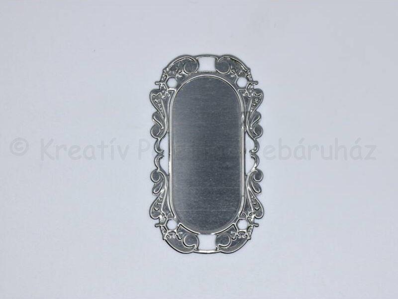 Fém díszítőelem - ovális címke 5,8 x 3,3 cm