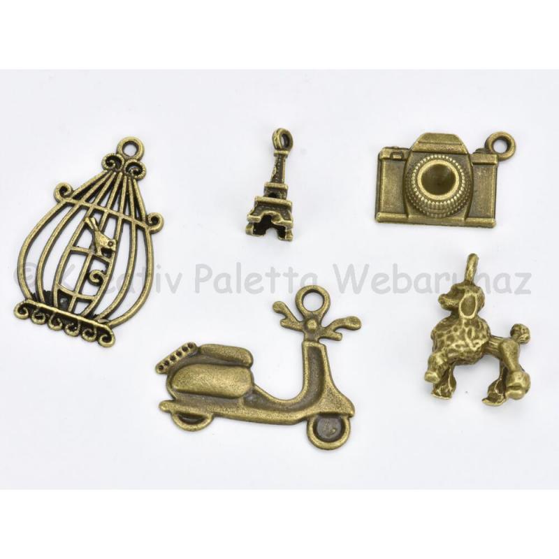 Fém díszítőelem - Párizs 5 db-os készlet