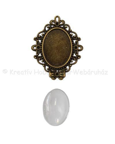 Fém medál lencsével ovális, 18 x 25 mm