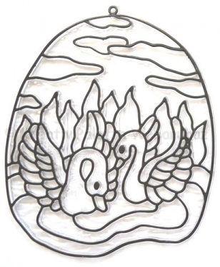 Fényvarázs ablakkép - hattyúk 16 x 13 cm