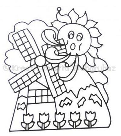 Fényvarázs ablakkép - szélmalom 14 x 19 cm