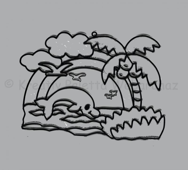 Fényvarázs ablakkép - tengerpart 15 x 12 cm